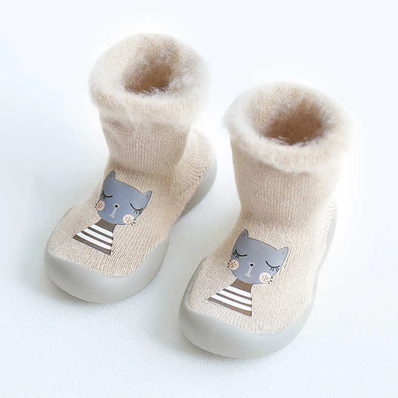 Bear Leader Baby Boys Girls Cartoon Sweet Shoes Winter Infant Rubber Nonslip Socks Kids Softs Sock Toddler Floor Socks Shoes 210708
