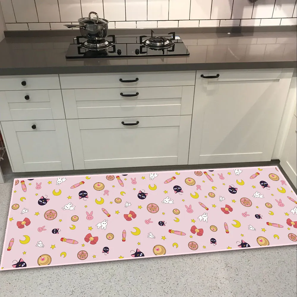 Princess Sailor Moon Luna Mars Door Mat Matgolvmatta matta levande säng rum kök nonslip flickor rosa gåvor y200527