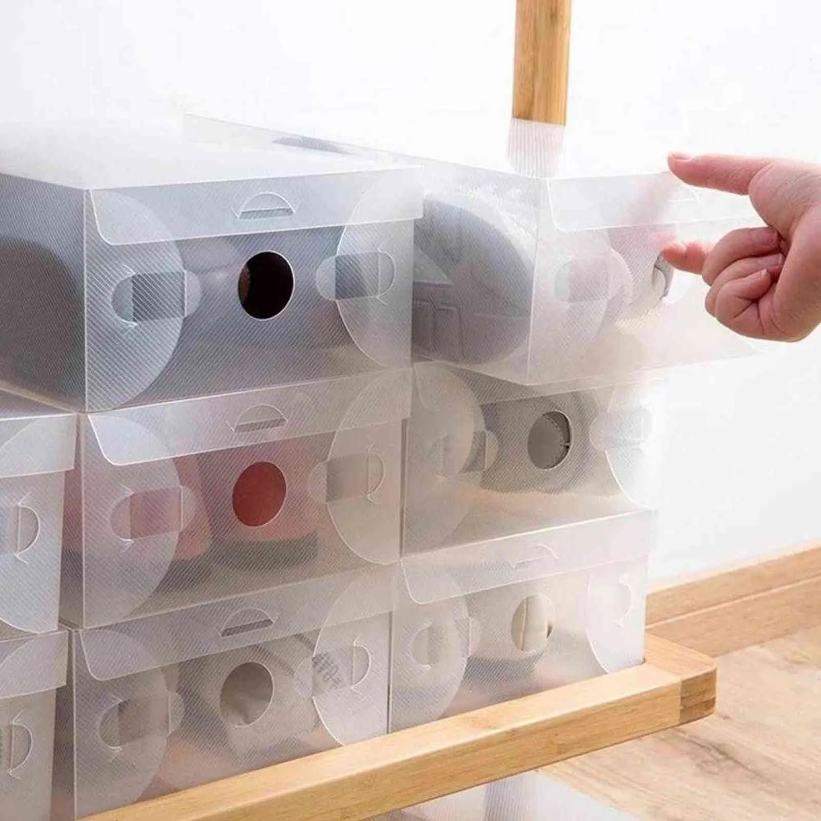 신발 상자 투명 서랍 케이스 플라스틱 s Stackable Organizers 상자 보관함 10 개/대