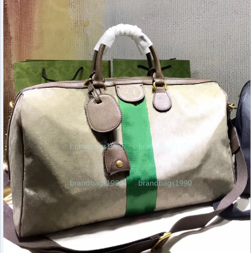 44 cm klassieke vrouwen reistas mode mannen reizen echte lederen trim bagage bagage plunje tassen canvas handbag324Z