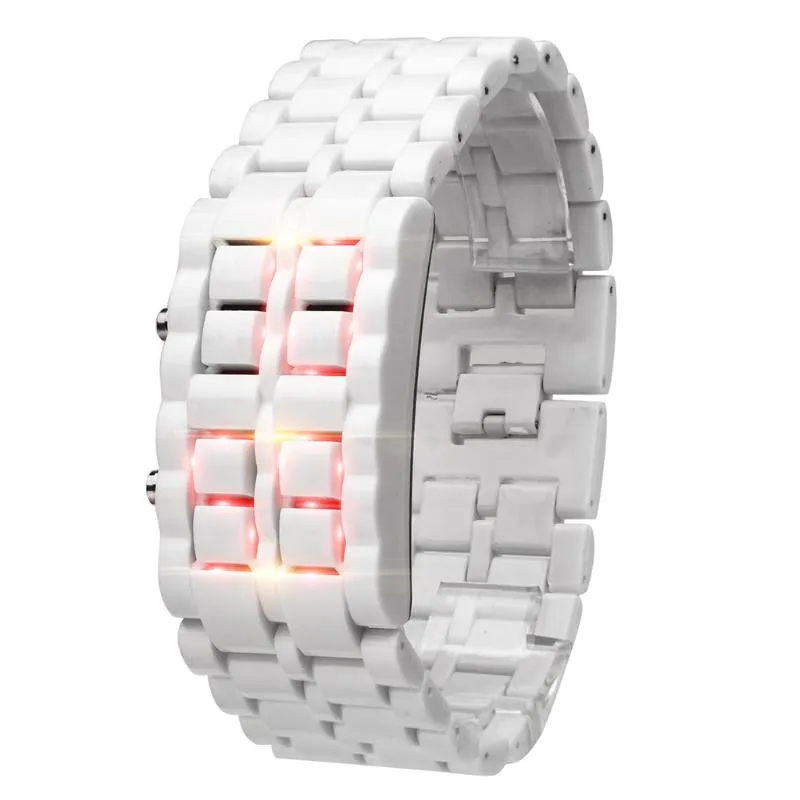 Montres-bracelets LED Montres numériques Fer Samurais Bracelet en plastique Lava Montre Heure Hommes Automatique Lumineux Horloge Étanche Mécanique245g