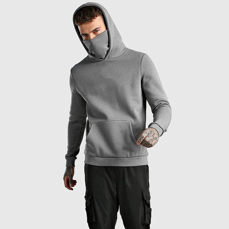 Ninja capuzes masculam máscara algodão de grandes dimensões esportes sólidos mangas compridas com capuz de inverno moletons masculinos manchas de roupas inteiras lj23636989