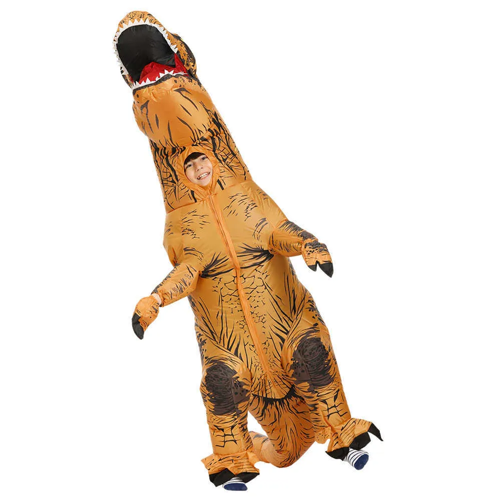 Enfant Adulte Costume Gonflable Dinosaure Costumes T REX Blow Up Déguisement Mascotte Cosplay Costume Pour Hommes Femmes Enfants Halloween Q0910