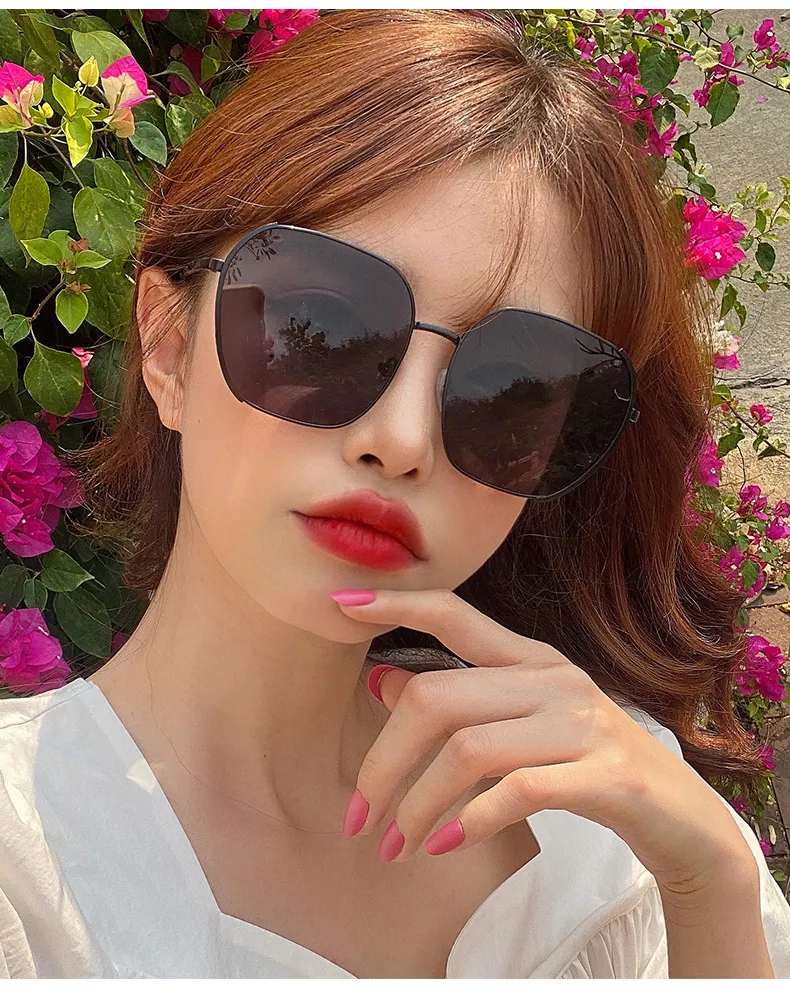 2021 Sunglasses Women's Fashionable Korean-Style UV-Proof round Face Large Slimming