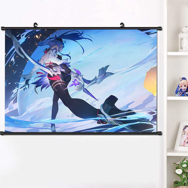 Anime Genshin Impact Ganyu Wall Scroll Painting Poster HD Print Home Decor Collection 40x60cm Y0927