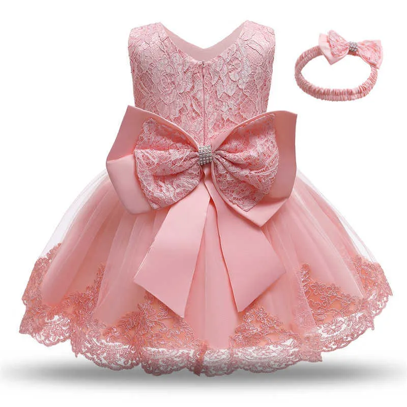 Princesse Enfants Fille Fleur Broderie Robes Bébé Filles Robe De Baptême Robe Formelle Festival Toddler 1er Fête D'anniversaire Outfit Q0716