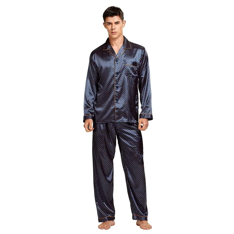 Tonycandice masculina masculina seda pijama conjunto homens pijamas seda sleepwear homens sexy estilo moderno macio acolhedor acolhedor cetim camisola homens verão t200813