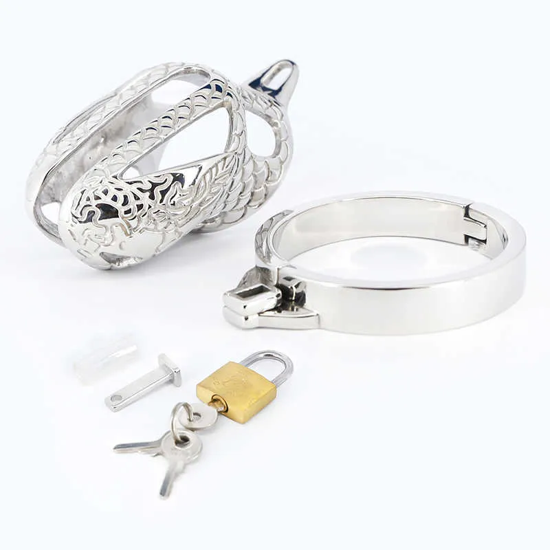 Snake Stainless Steel Cock Cage Glans Lock Ring Devices Penis Ring Prison Delay Ejaculation BDSM Metal Sex Toys For Men S08254144069