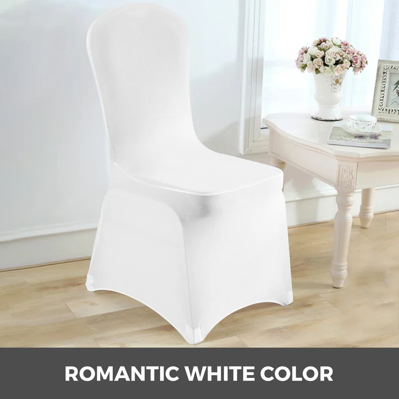 Vevor White Spandex Chair Cover 50stcs Stretch Polyester Slipcovers voor banket Dining Party Wedding Chair Covers 2202189328195
