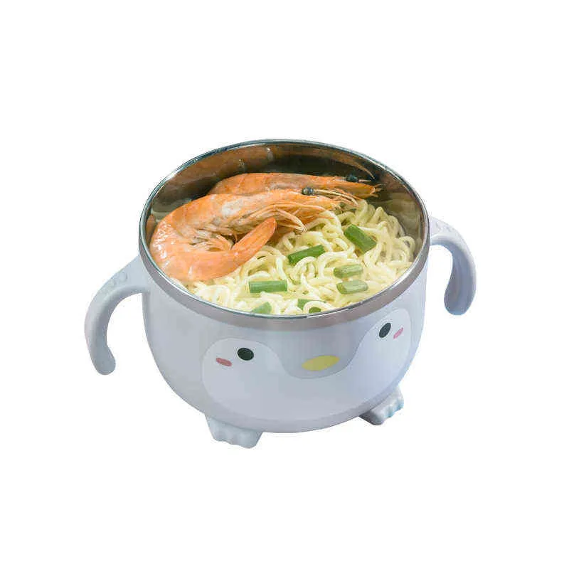 Kreative Lunchbox, tragbare Edelstahlschüssel für Instant-Nudeln, Reis mit Deckel, Haushalts-Lebensmittelbehälter 211104