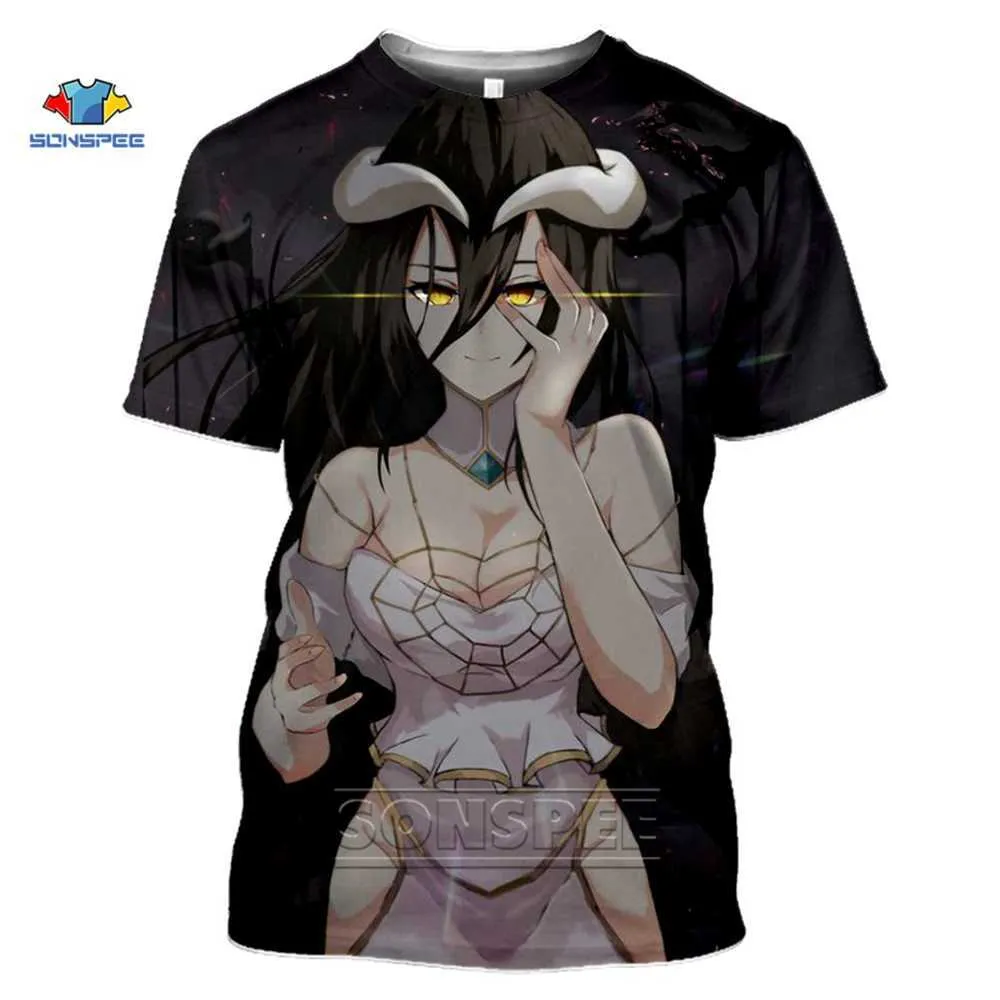 SONSPEE Anime 3d impression Hip Hop albédo t-shirt femmes Sexy Loli T-shirts Gym Harajuku haut d'été t-shirts chemises drôles Homme t-shirt X0621