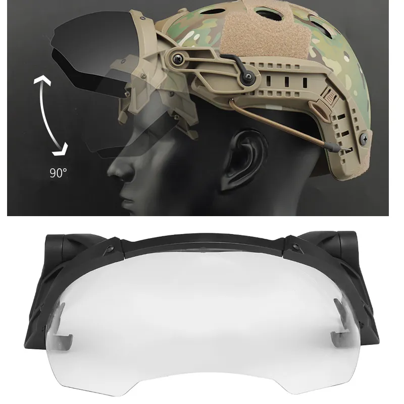 Buiten paintball schieten bril Face Protection Gear Zonnebril Tactische snelle vleugel zijstrein Montage helmbres No02-108