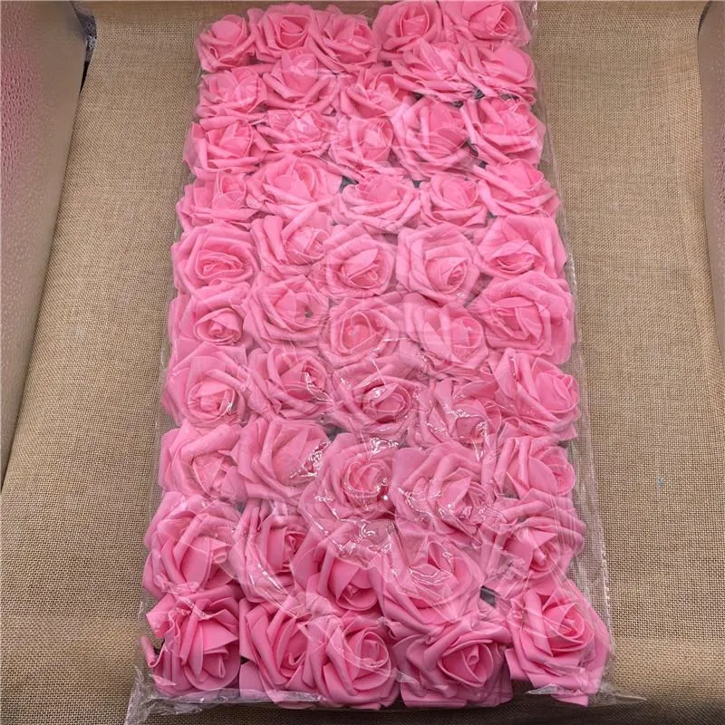 Fleurs artificielles avec tige en mousse, 50 pièces, 7CM, fausses roses, pour fête de mariage, Bouquet2137