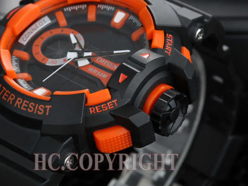 ビッグダイヤルメンズ高品質多機能デュアルタイムディスプレイエルライトダイビングスポーツ腕時計G1022