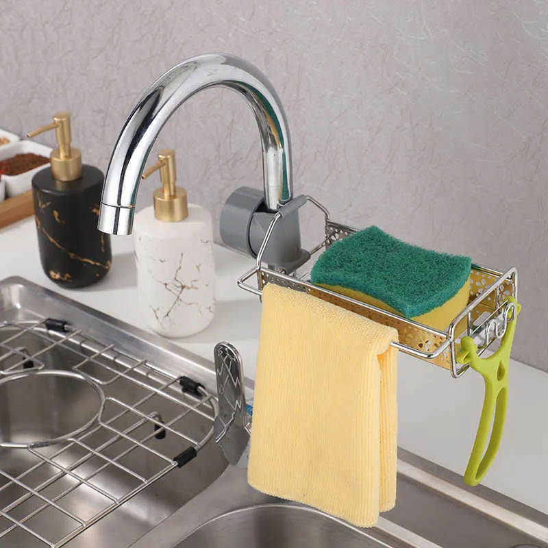 Mensole da bagno Organizzatore da cucina Scaffale Lavello in acciaio inox Scolapiatti Cestello Rubinetto Portaoggetti da bagno Accessori mensole 210724