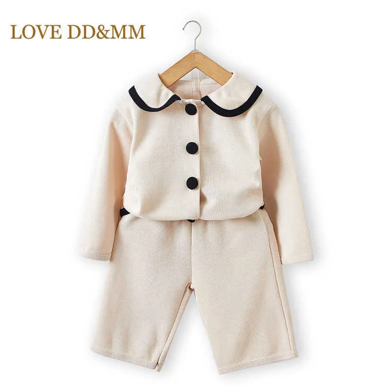 Amor ddmm meninas bebê conjuntos casuais moda manga comprida botão conjuntos de roupas meninas outono roupas fantasia crianças 210715