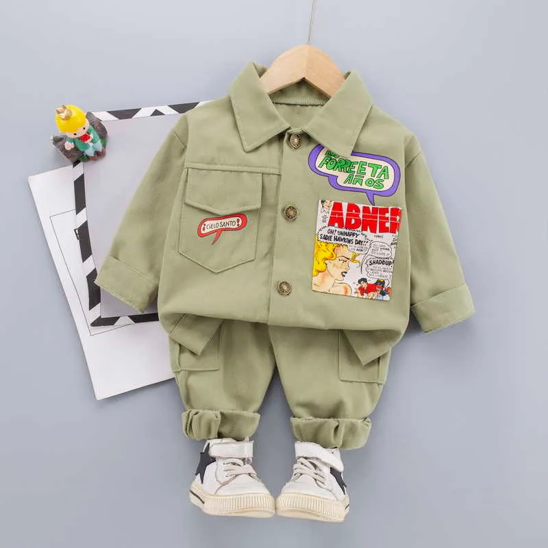 0-5 Years Spring Boy Clothing Set 2021 New Casual Fashion Active Print Coat + Pant Kid Children Baby Toddler Boy Clothing X0802