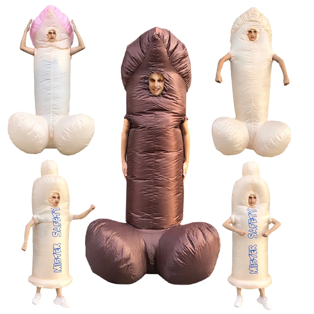 Mascotte Costumeshallowen Kostuum Stag Night Opblaasbare Willy Volwassen Kostuums Fancy Dress Penis Sexy Full Body Pak Disfraces AdultosMascot