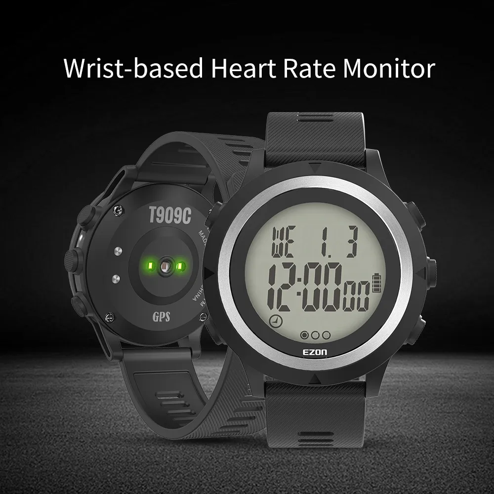 Montre de sport numérique GPS pour homme avec moniteur cardiaque optique, podomètre, compteur de calories, chronographe, étanche à 50 m