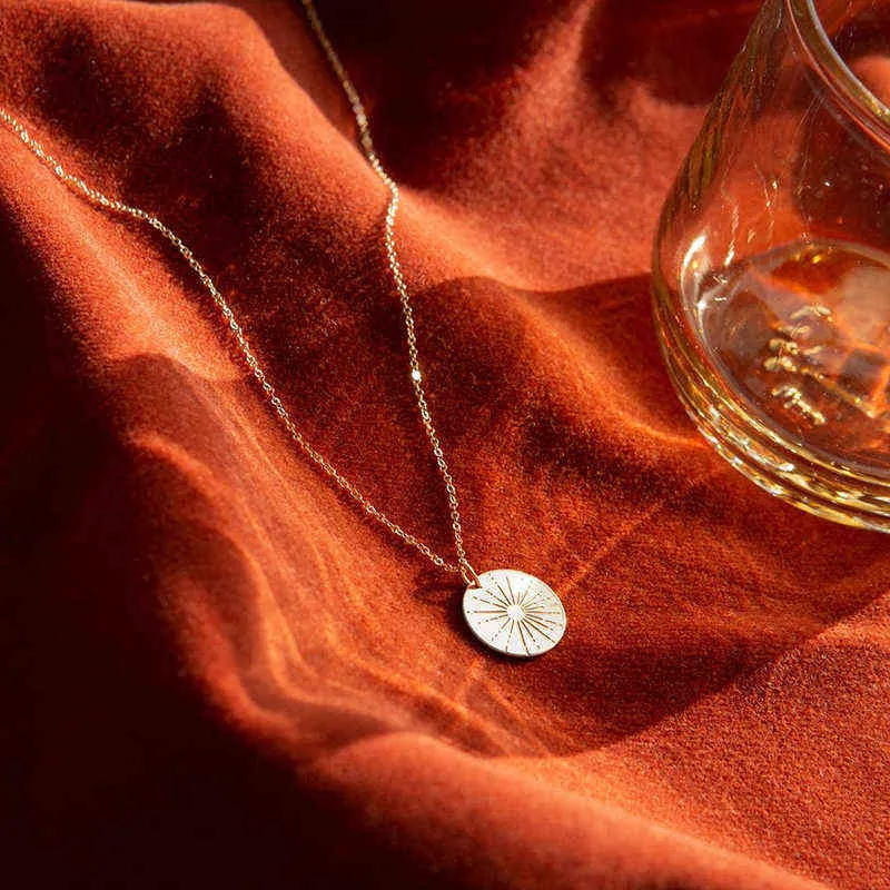 Sunbeam Necklace Sunshine Jewelry المصنوعة يدويًا 14 كيلو بايت معلقات مملوءة بالذهب كولير كولي بوهو للنساء 2201192693