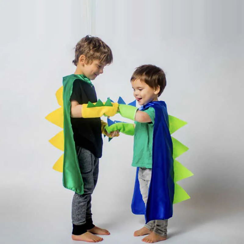 Enfants dinosaure Cape gants ensemble dessin animé Dino horloge enfants anniversaire décoration costume bébé douche fête fournitures 2106101568481