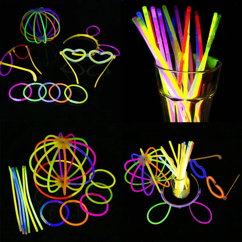 Fluoreszenzlicht-Glühstäbe, Party, mehrfarbiges Neonlicht, leuchtende Halskette, Armbänder für Konzertveranstaltungen, festliche Dekorationszubehör
