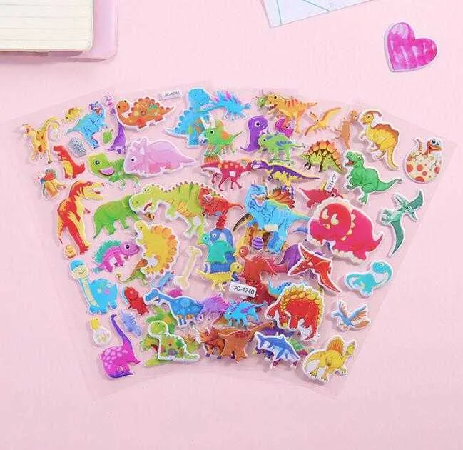 100 pezzi 3D adesivi a bolle gonfie Cartoon Princess Car Animali Waterpoof fai da te giocattoli bambini bambini Bambini Boy Girl Mix Style all'ingrosso