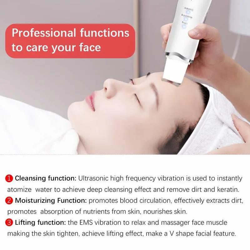 Uppladdningsbar Ultra Face Skin Scrubber Cleaner Peeling Vibration Blackhead Borttagning Exfolierande porverktyg 2202245437512801406