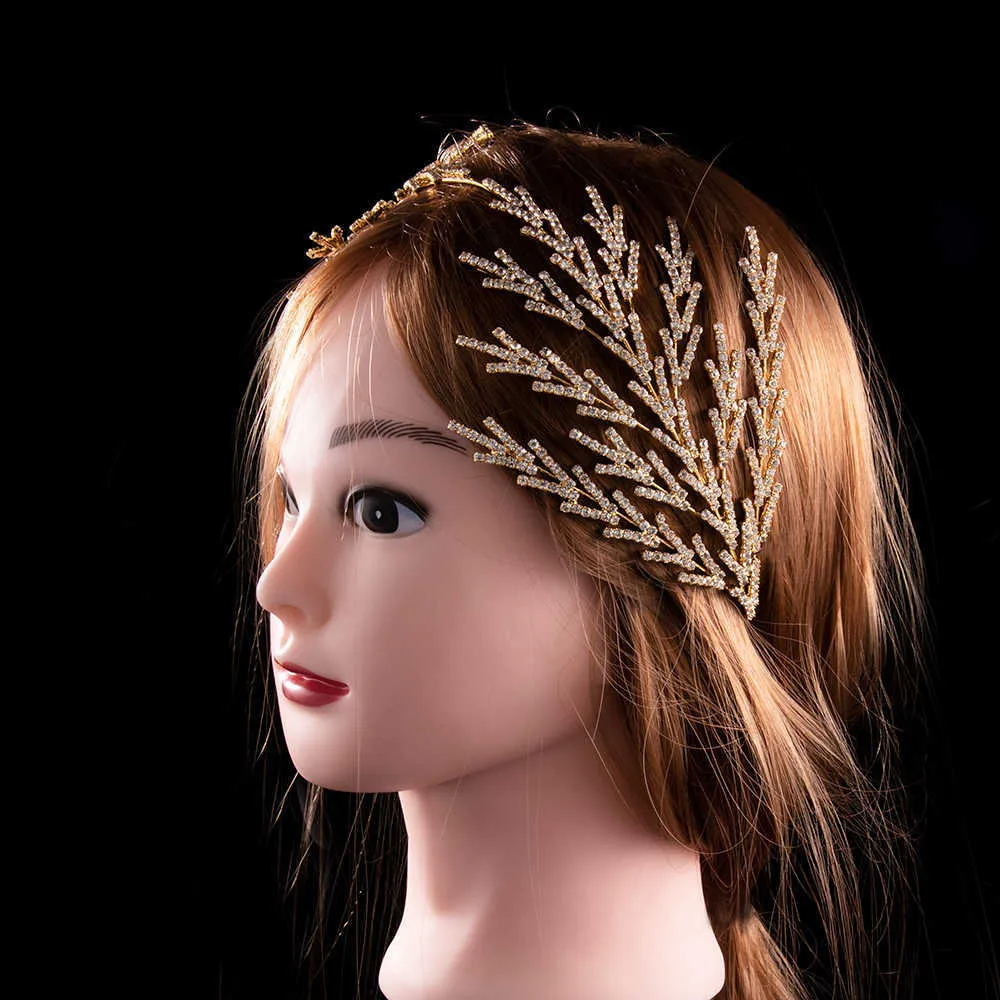 Frauen Luxus Kristall Stirnband Haarband Fee Tiaras Kronen für Hochzeit Geburtstag Make-Up Party Braut Kopfschmuck 210707