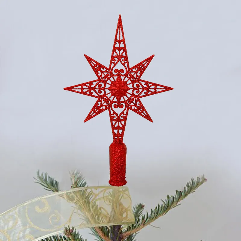 Une variété de spécifications de Noël étoile à cinq branches paquet d'arbre arbre haut étoile ornements décoration pendentif étoile rouge 201006