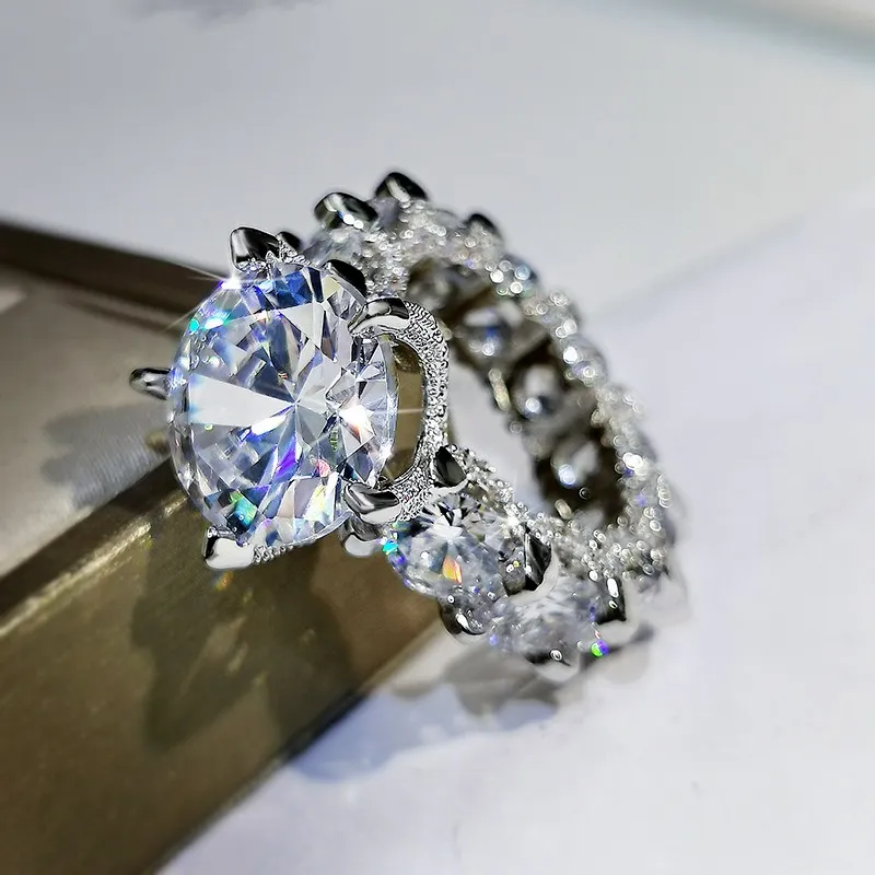 Prinses sieraden volledige diamant trouwring bling zirkonia cz verlovingsring3386311