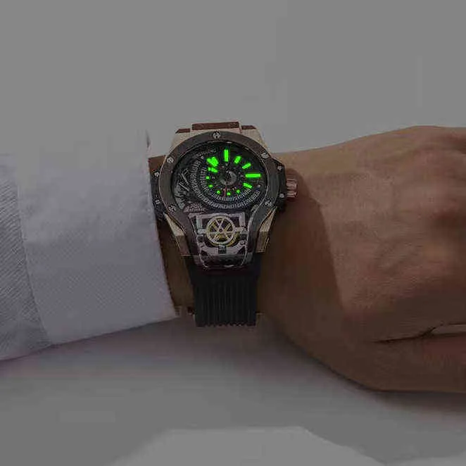 Fashion Sport Individual Domineering Luxury Men's Watches Rubber Band Quartz Wristwatches For Men Watch Calendar 220208230i