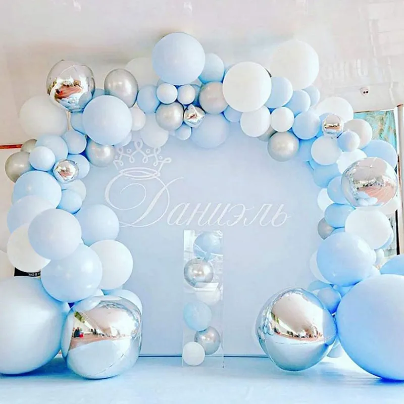 Blue Macaron Balloon Garland Arch Kit for Wedding Baby Shower Boy Girl Kids 1st Birthday Party Decoration Air Globos