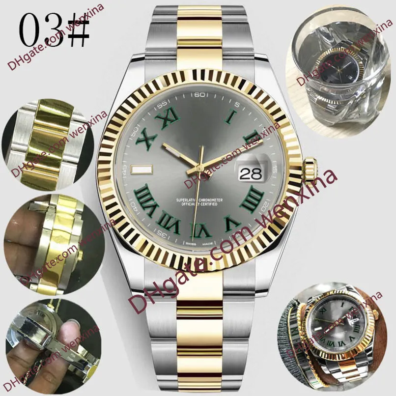 17 high quality mens automatic mechanical watches 41mm Green Roman Numerals Dial full stainless steel Swim wristwatches super luminous watch