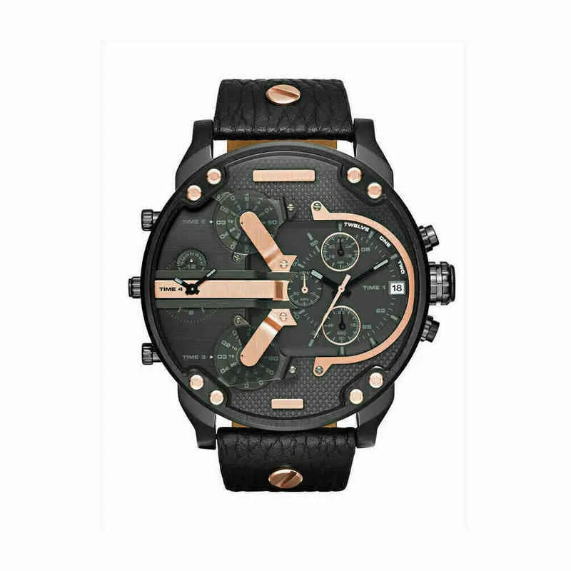 Mannen kijken naar grote wijzerplaat Quartz roestvrijstalen horloges DZ mode luxe zakelijke polshorloges leer voor 0214237R