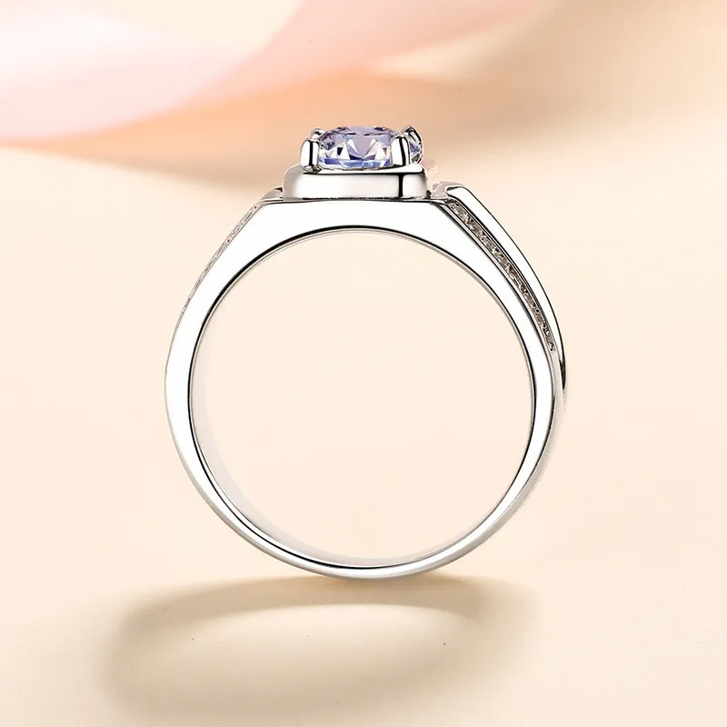Atmosferische 925 Sterling Zilveren Mannelijke Ring Uitstekende Cut Diamond Test 1ct VVS1 D Kleur Moissanite Sieraden