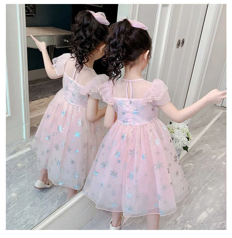 Barnklänning sommar ny tjej kjol stjärna utländsk stil fluffig gaskjol is snö underland prinsessan aisha klänning