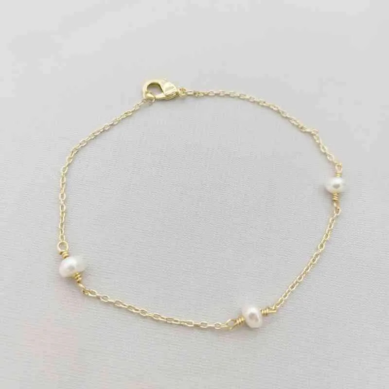 Minuscule or 14 carats rempli de bijoux faits à la main Bracelet de perles d'eau douce naturelles Boho charmes Vintage Pulsera Mujer Perla