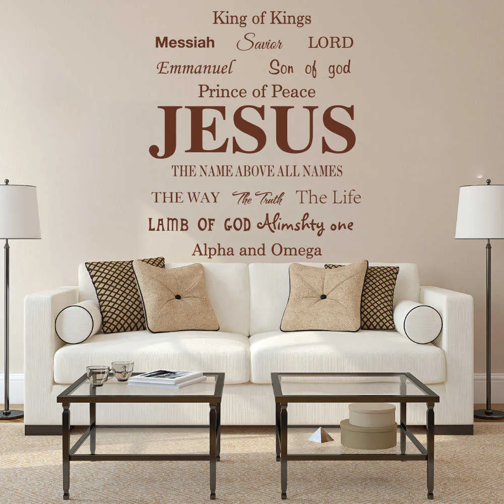 Jesus Name God Messiah Words Wall Sticker Bedroom Living Room Jesus Lord Religion Lettering Wall Decal Kitchen Vinyl Decor (3)