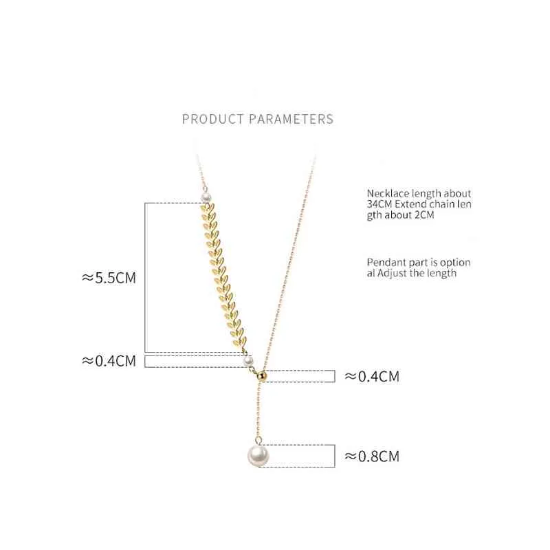 カミラ925スターリングシルバーエレガントロマンチックな葉真珠ビーズペンダントチェーンネックレス女性鎖骨の結婚式のジュエリー