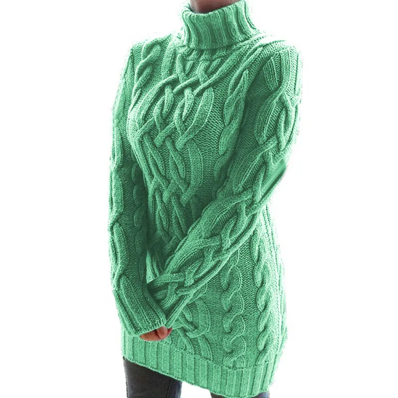 秋の女性のセータードレス長袖ニットタートルネック服カジュアル2021新しい女性ミニドレス女性冬のツイストコスチュームS-XL x0521