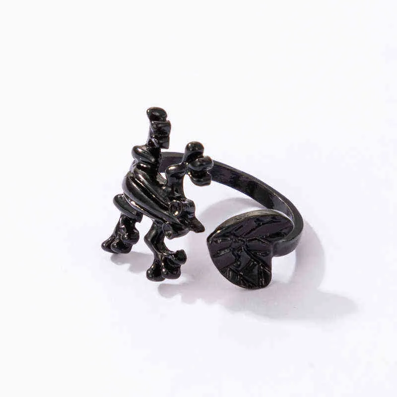 Huatang Dark Frog Ring für Frauen kreative Tierschwarz -Legierung Eröffnung Finger Ring Lady Jubiläum Party Schmuck Geschenke 19598 G1125