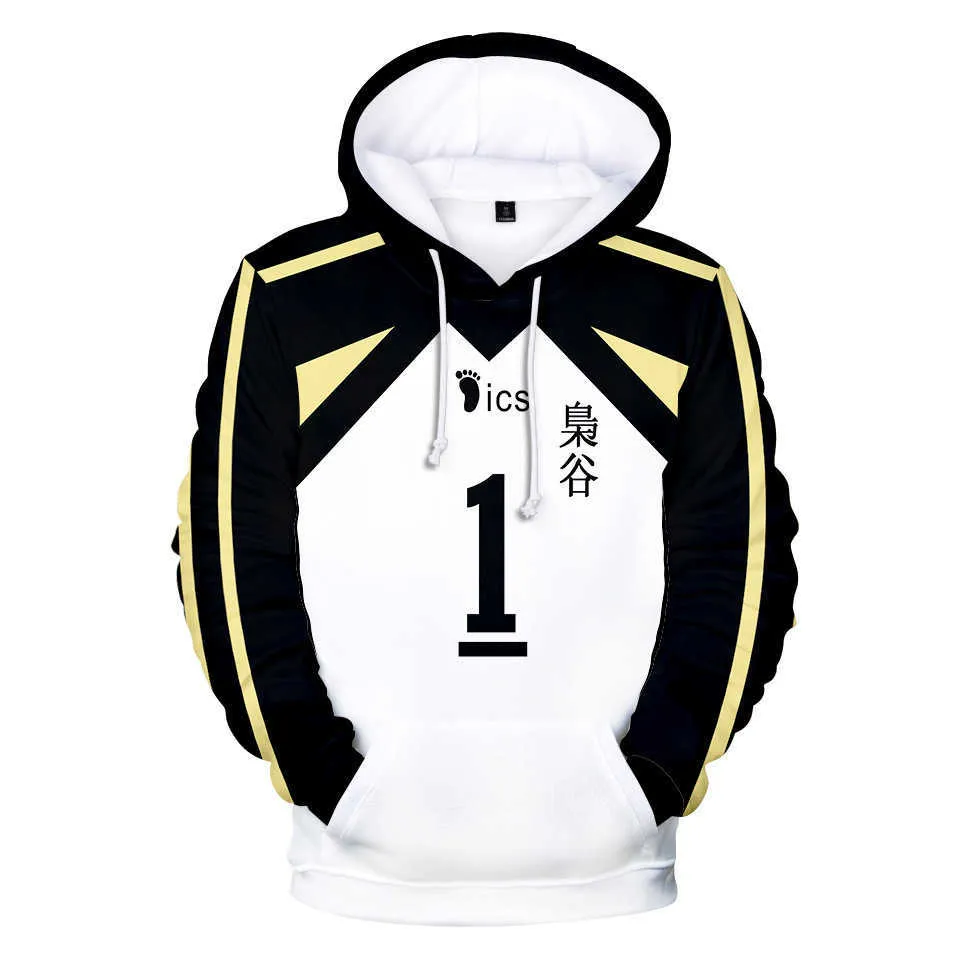 Japan Anime Haikyuu Cosplay Kostüm Fukurodani Academy Volleyball Club Akaashi Keiji Bokuto Koutarou Unisex 3D Hoodie Sweatshirt Y0913