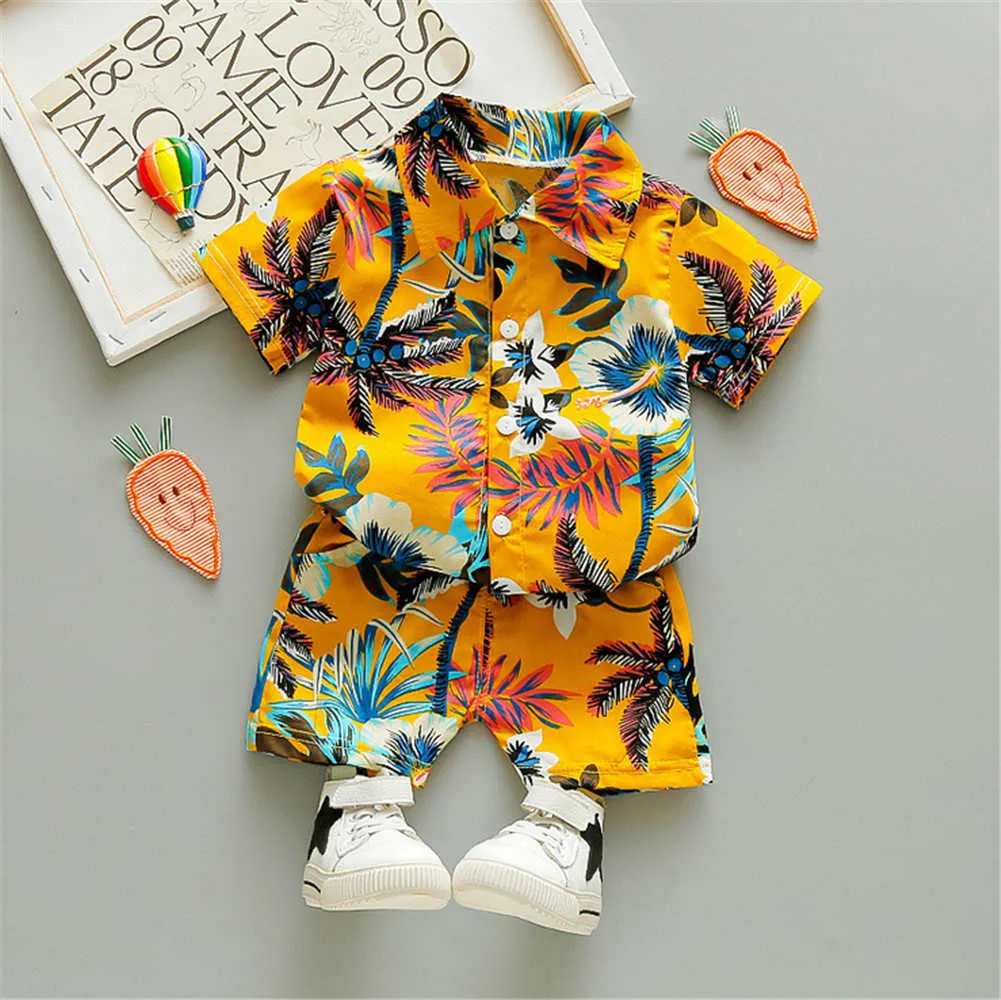 05y çocuk erkek bebek kıyafetleri boho yaz çiçek baskı setleri kısa kollu tshirtshorts çocuk çocuk plaj giymek kıyafetler 12styles x02374368