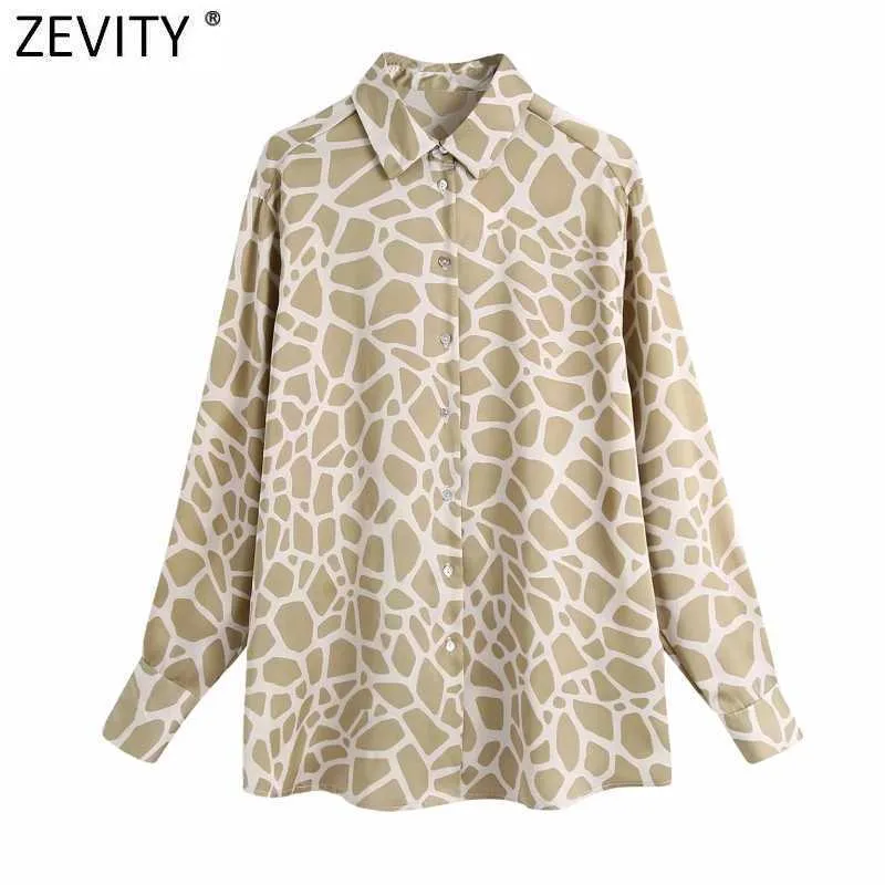 Zeefity Dames Mode Luipaard Print Casual Smock Blouse Office Dame Lange Mouw Zakelijke Shirt Vrouwelijke Chic Satin Tops LS9041 210603