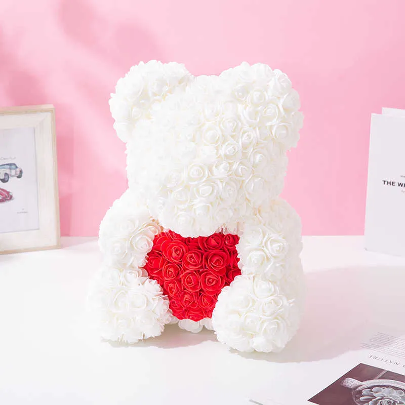 40 cm orso rosa orsacchiotti fiore rosa orso regali fai da te Natale regalo regalo di San Valentino 210624