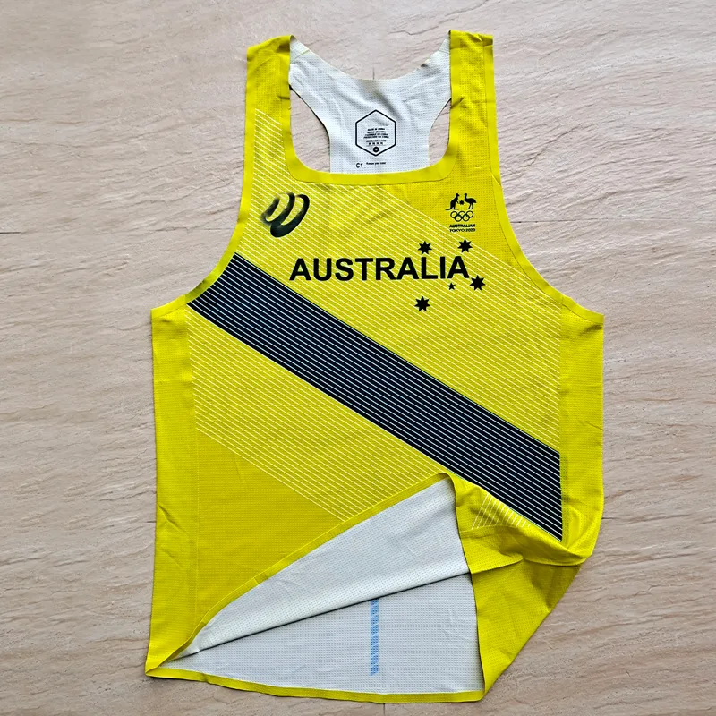 Australie National Team Man Fast Running Net Respirant Gilet Marathon Athlète Professionnel Athlétisme Singlet Personnalisable 220309