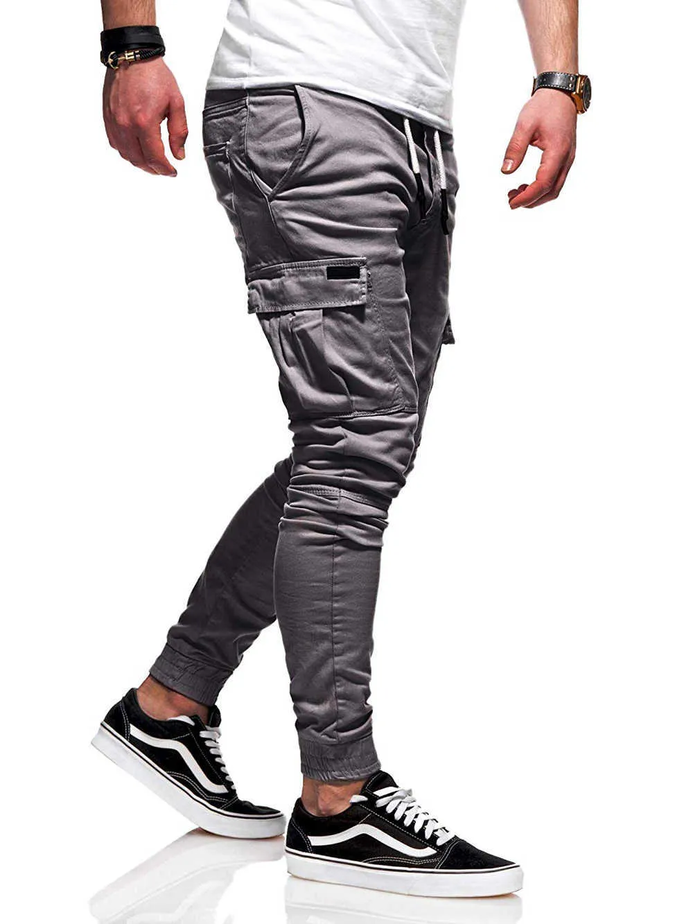 Automne Hommes Pantalons Hip Hop Harem Joggers Pantalons 2021 Nouveau Pantalon Mâle Hommes Joggers Solide Pantalon Multi-poches Pantalon de Survêtement M-4XL X0723