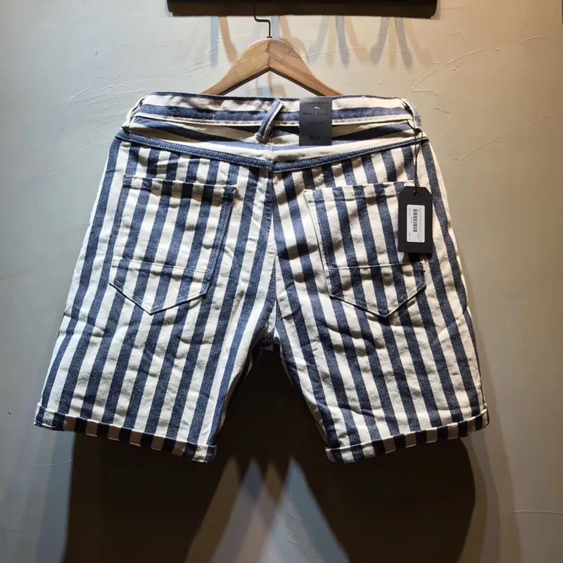 Mannen Manne Manner Slim Fit Rechte Japan Vintage Stijl Gestreepte Blauwe Navy Casual Shorts Mannelijke China Kleding