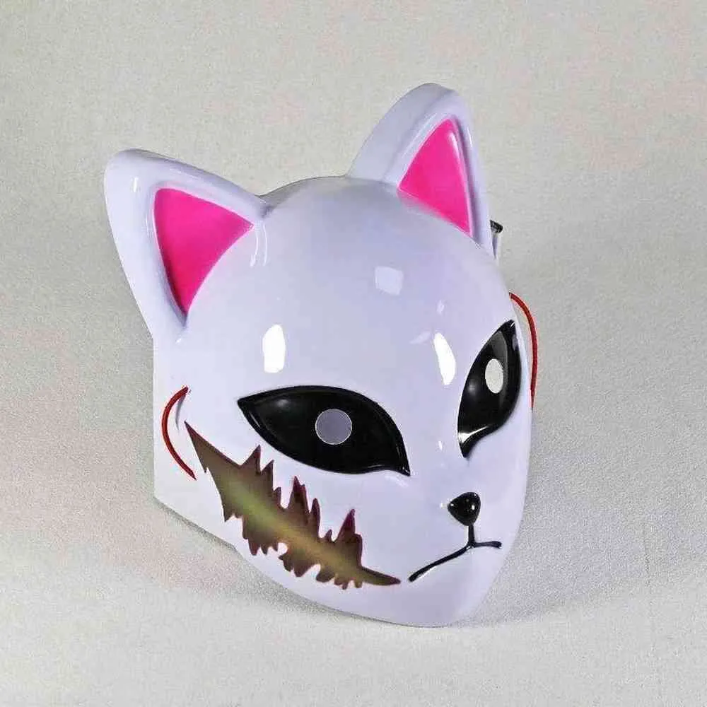 Demon Slayer Mask Sabito Mascarilla Anime Cool Fashion Design Masks Makomo Cosplay Masques Halloween Costume Mascaras LED